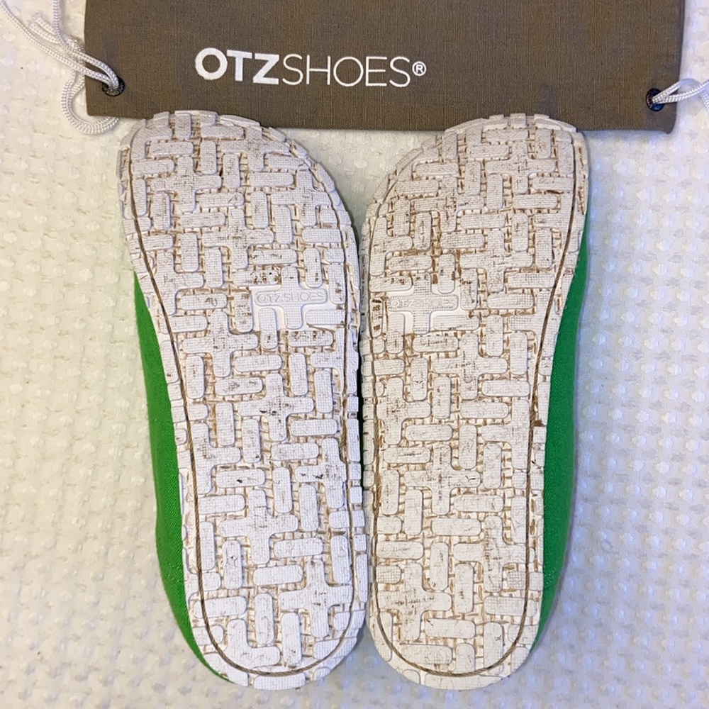 NEW! OTZ Canvas Linen Slip Ons Size 36 5.5 GREEN Shoes Flats - Picture 9 of 13